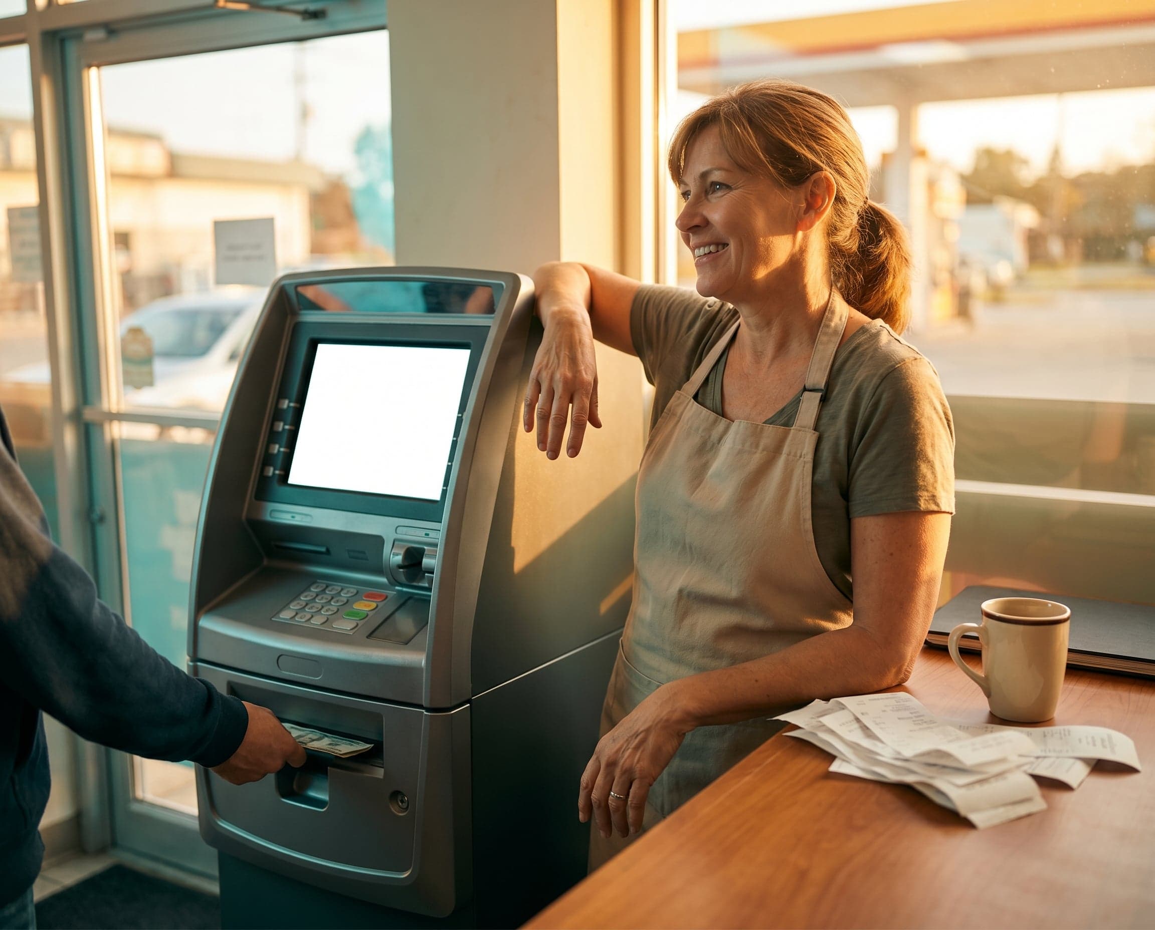 ATM on a merchant premises
