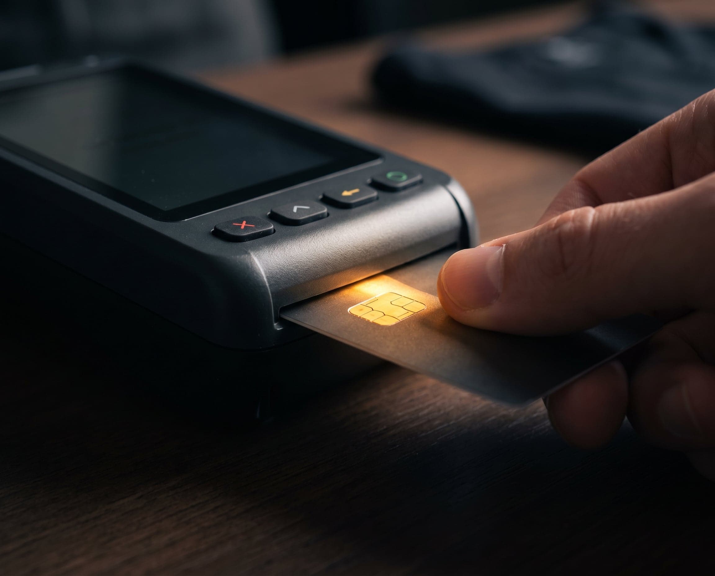 Card payment being taken at a counter